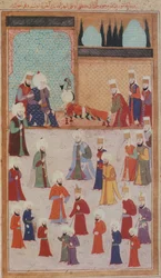 Ottoman Miniature Depicting the Funeral of Prince Mustafa in Bursa